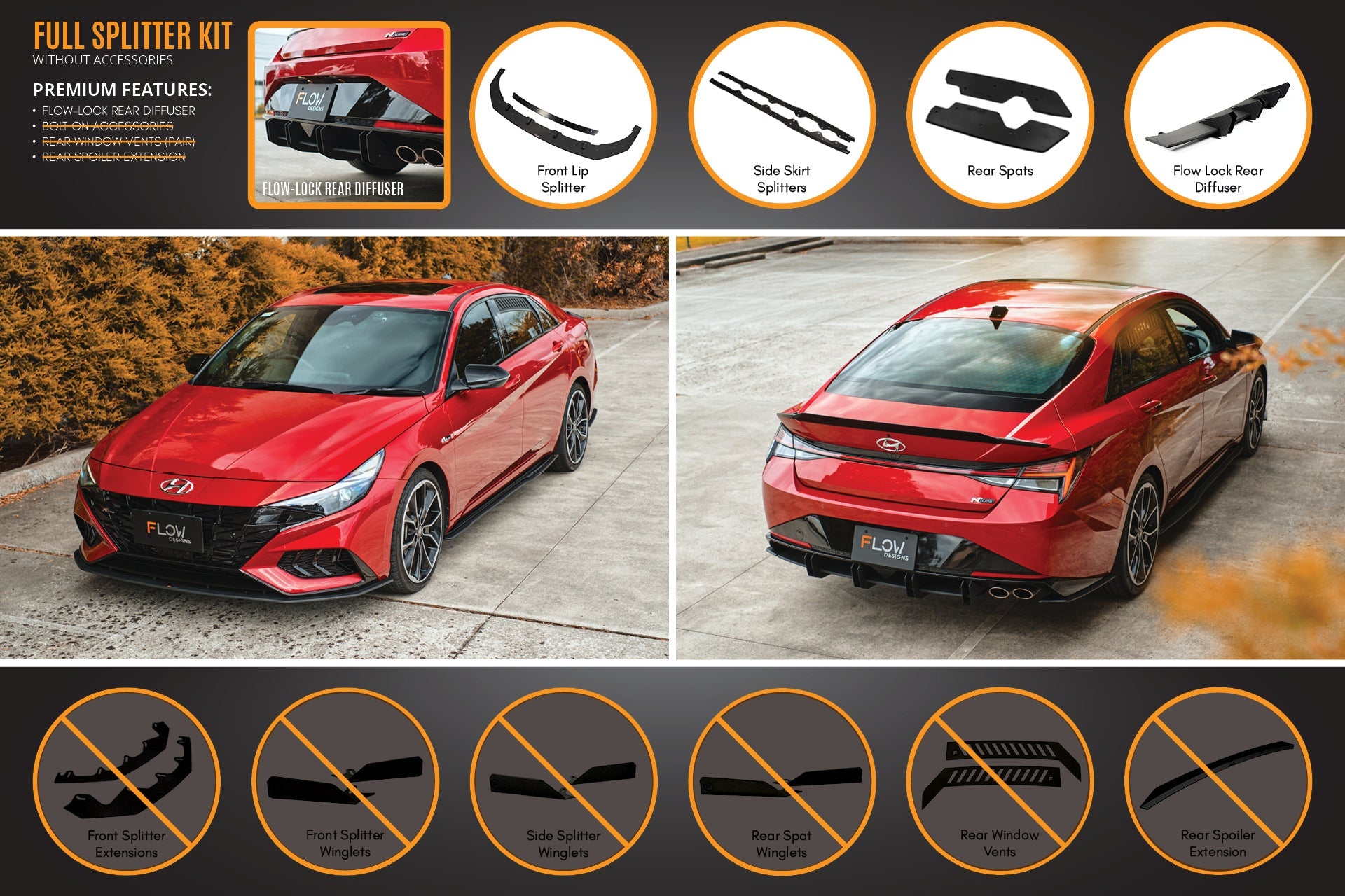 CN7 Elantra N Line Sedan 2020 Full Lip Splitter Set