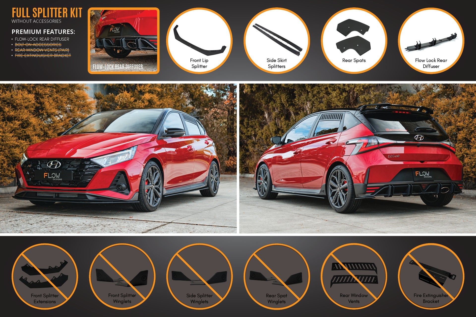 i20 N BC3 Pre-Facelift Full Lip Splitter Set