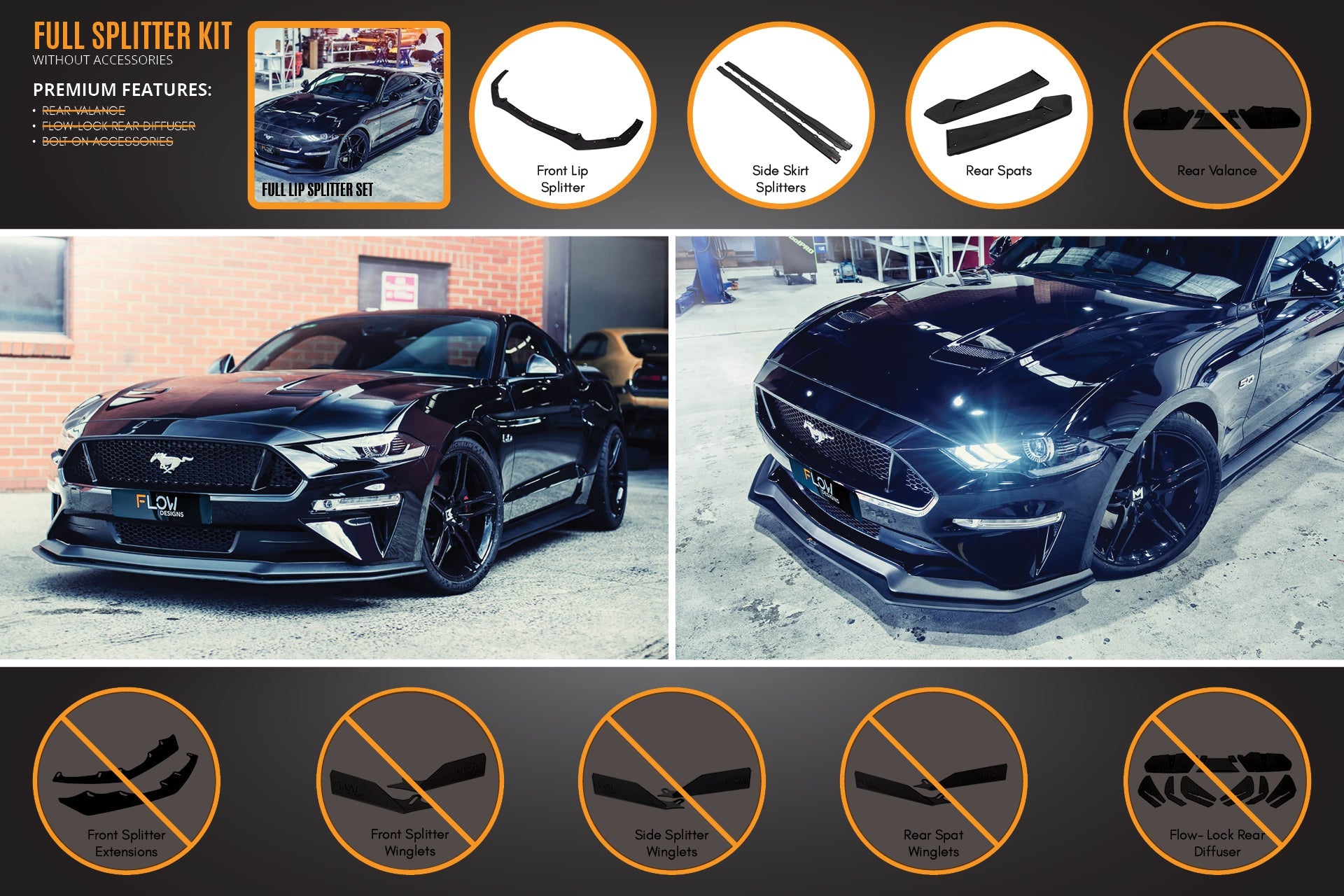 GT Mustang S550 FN Full Lip Splitter Set