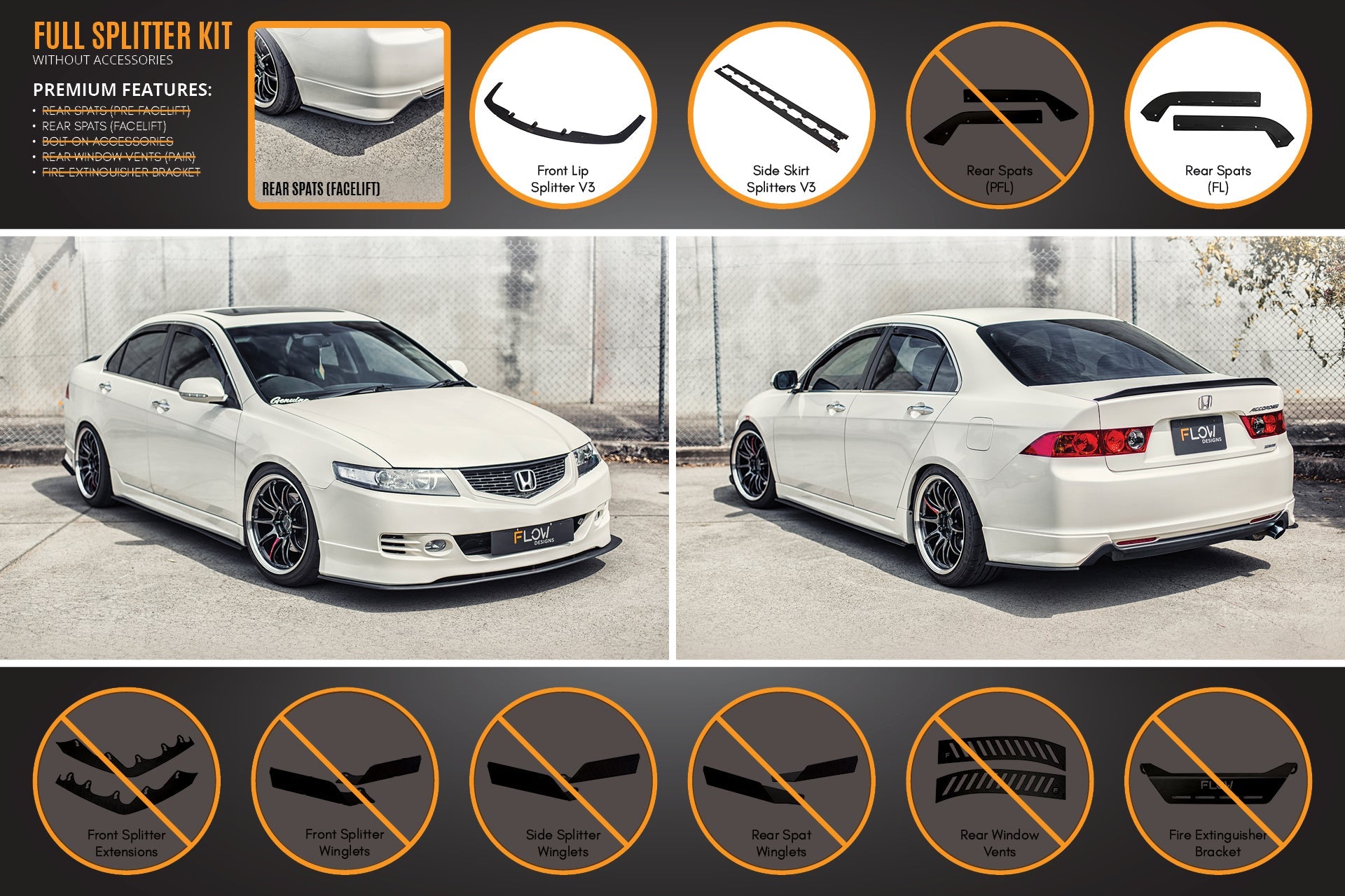 Honda Accord Euro FACELIFT CL7/CL9 Full Lip Splitter Set