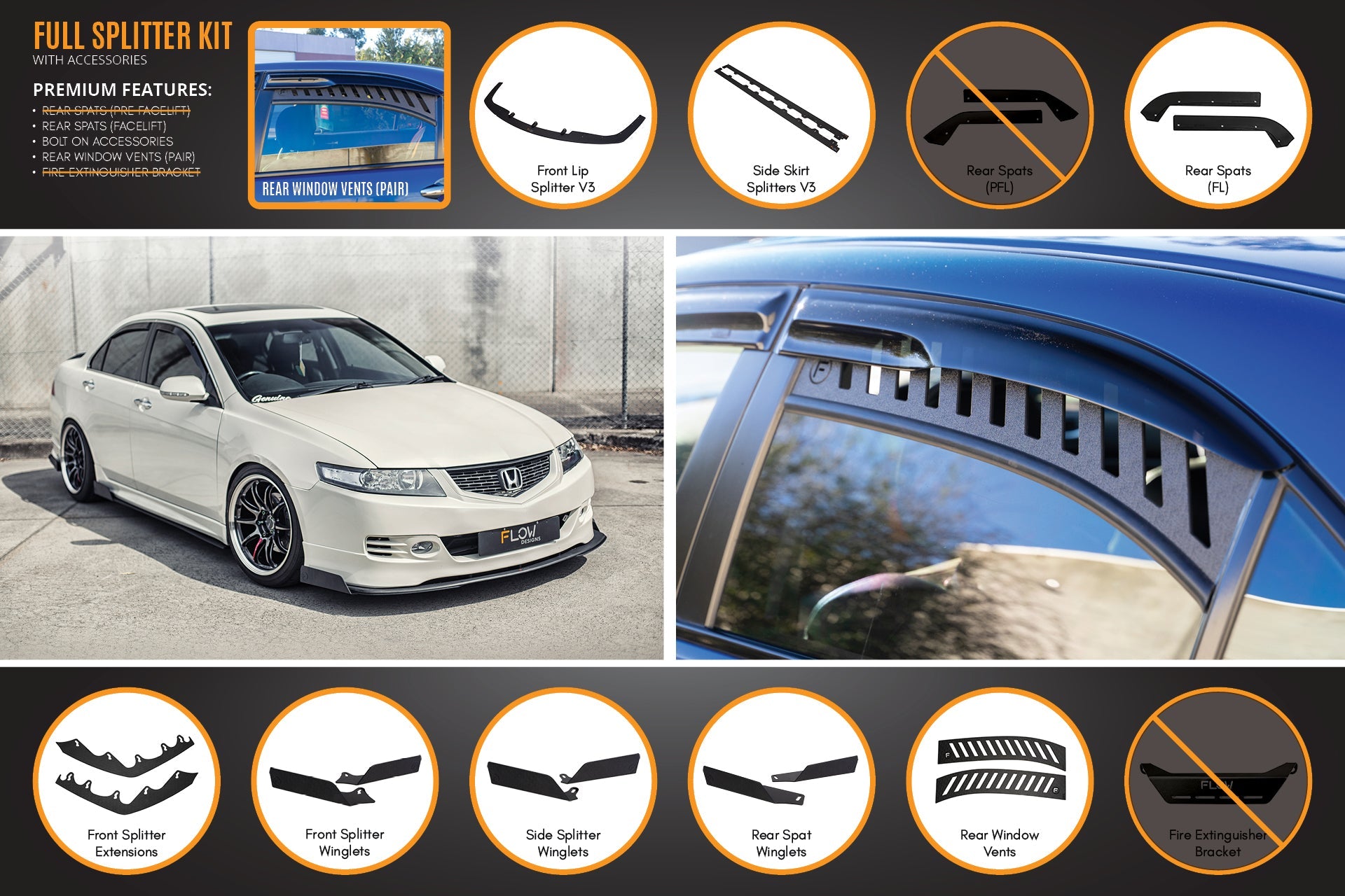 Honda Accord Euro FACELIFT CL7/CL9 Full Lip Splitter Set