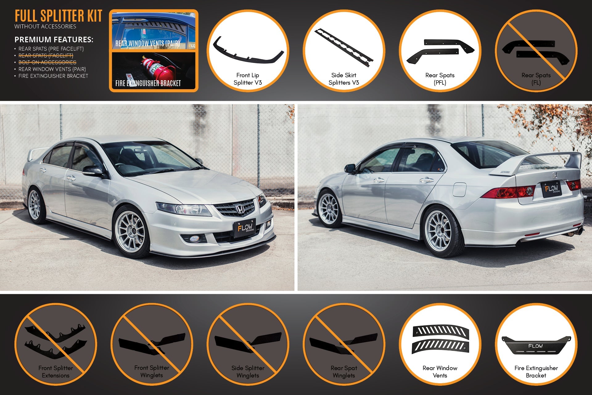 Honda Accord Euro FACELIFT CL7/CL9 Full Lip Splitter Set