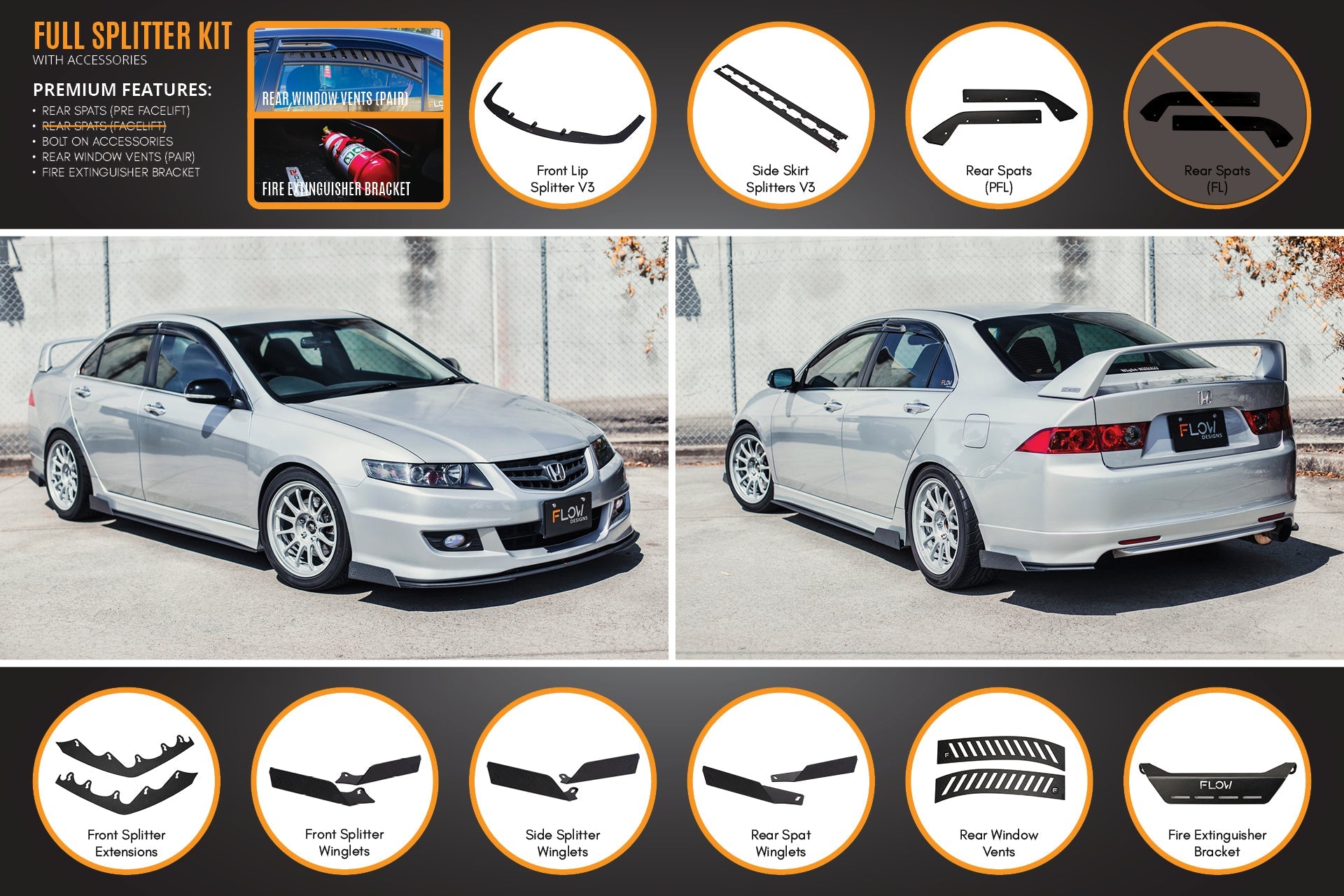 Honda Accord Euro FACELIFT CL7/CL9 Full Lip Splitter Set