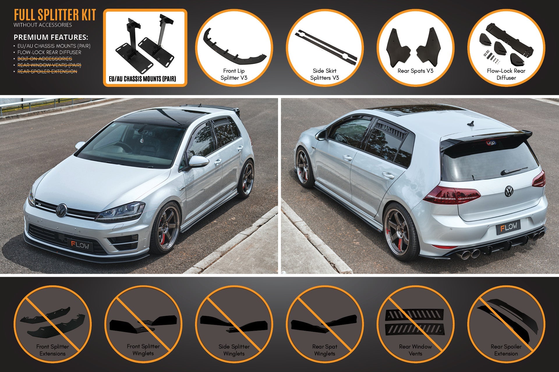 MK7 Golf R (EU/AU) Full Lip Splitter Set