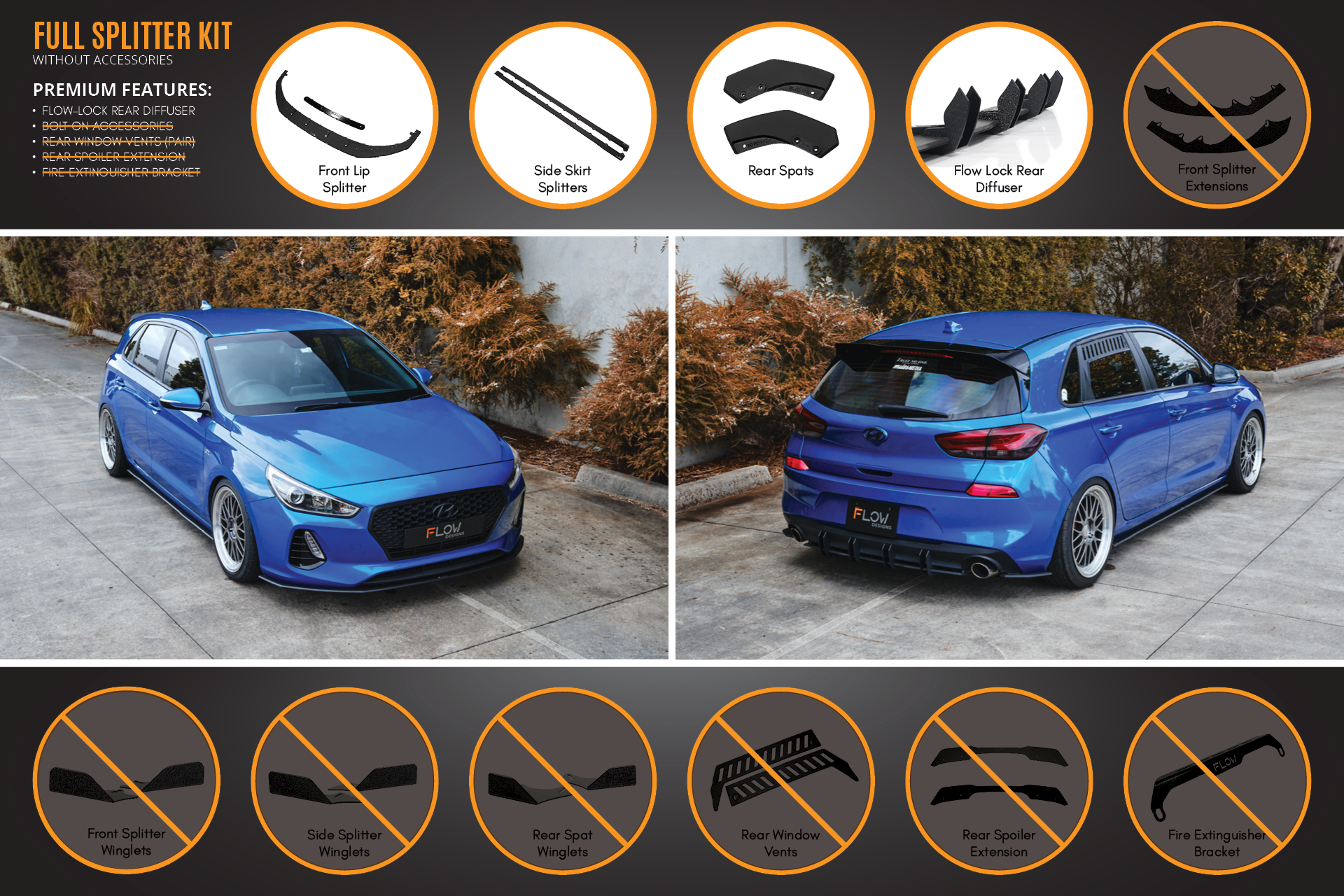 i30 SR Hatch (2017-2018) Full Lip Splitter Set