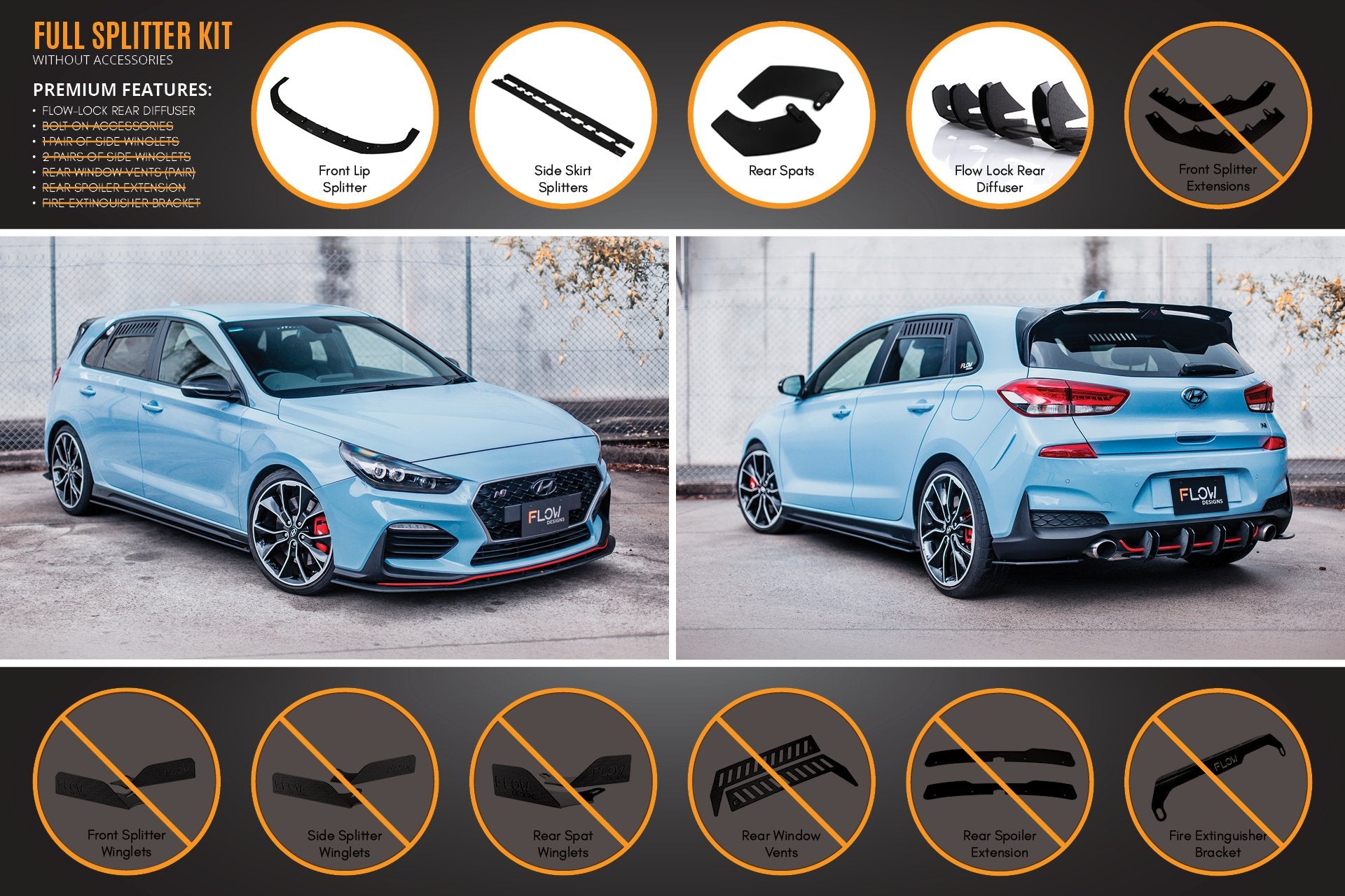 i30N Hatch PD (2018-2020) Full Lip Splitter Set