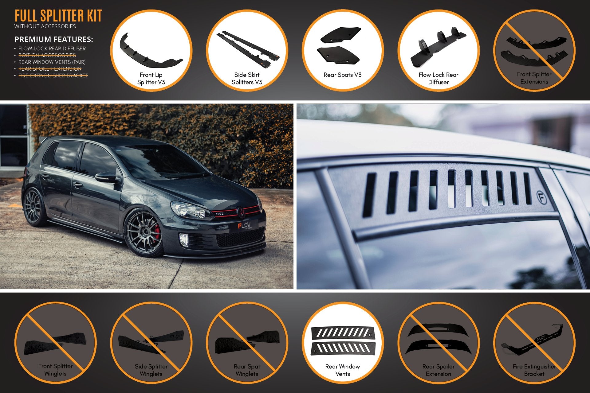 MK6 Golf GTI Full Lip Splitter Set