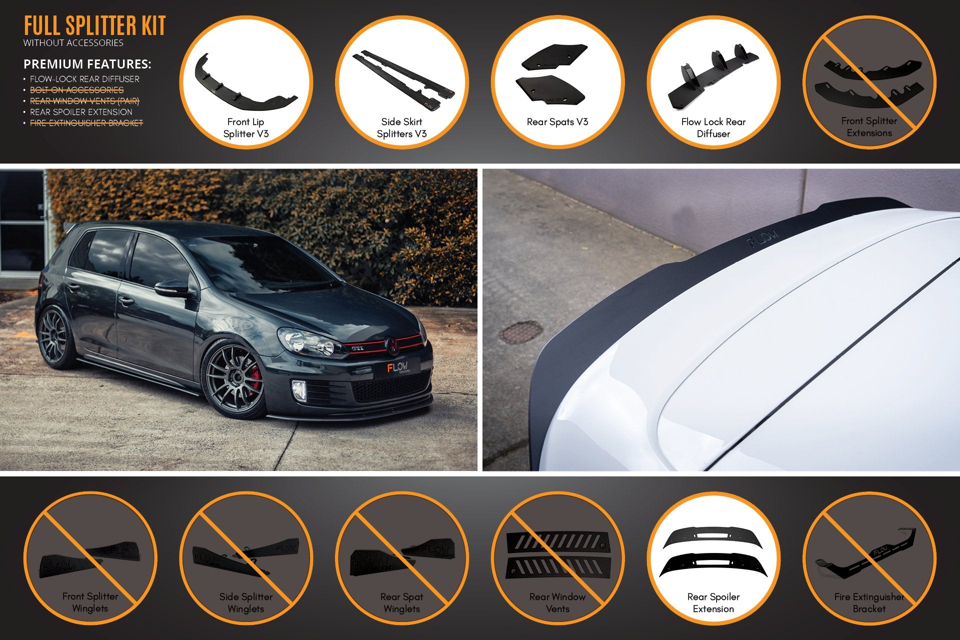 MK6 Golf GTI Full Lip Splitter Set