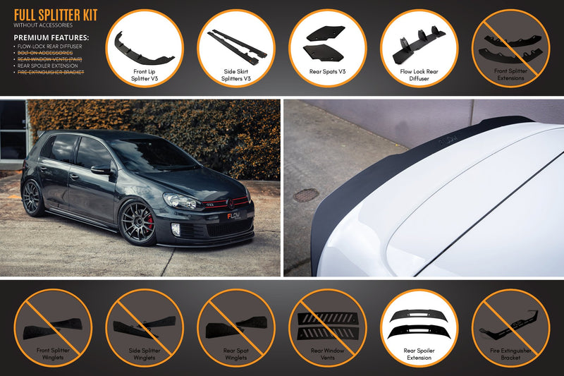 MK6 Golf GTI Full Lip Splitter Set WITHOUT Accessories