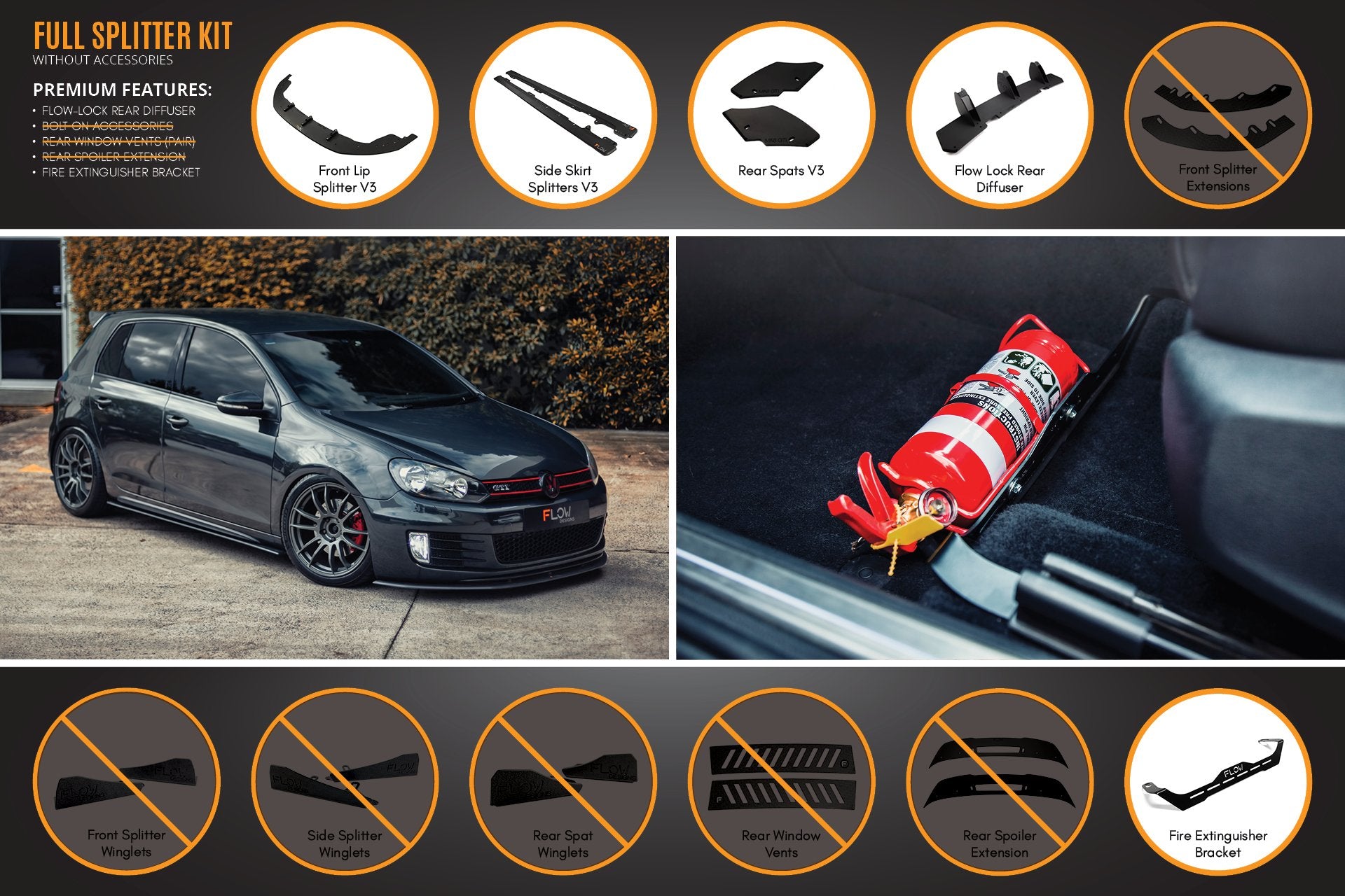 MK6 Golf GTI Full Lip Splitter Set