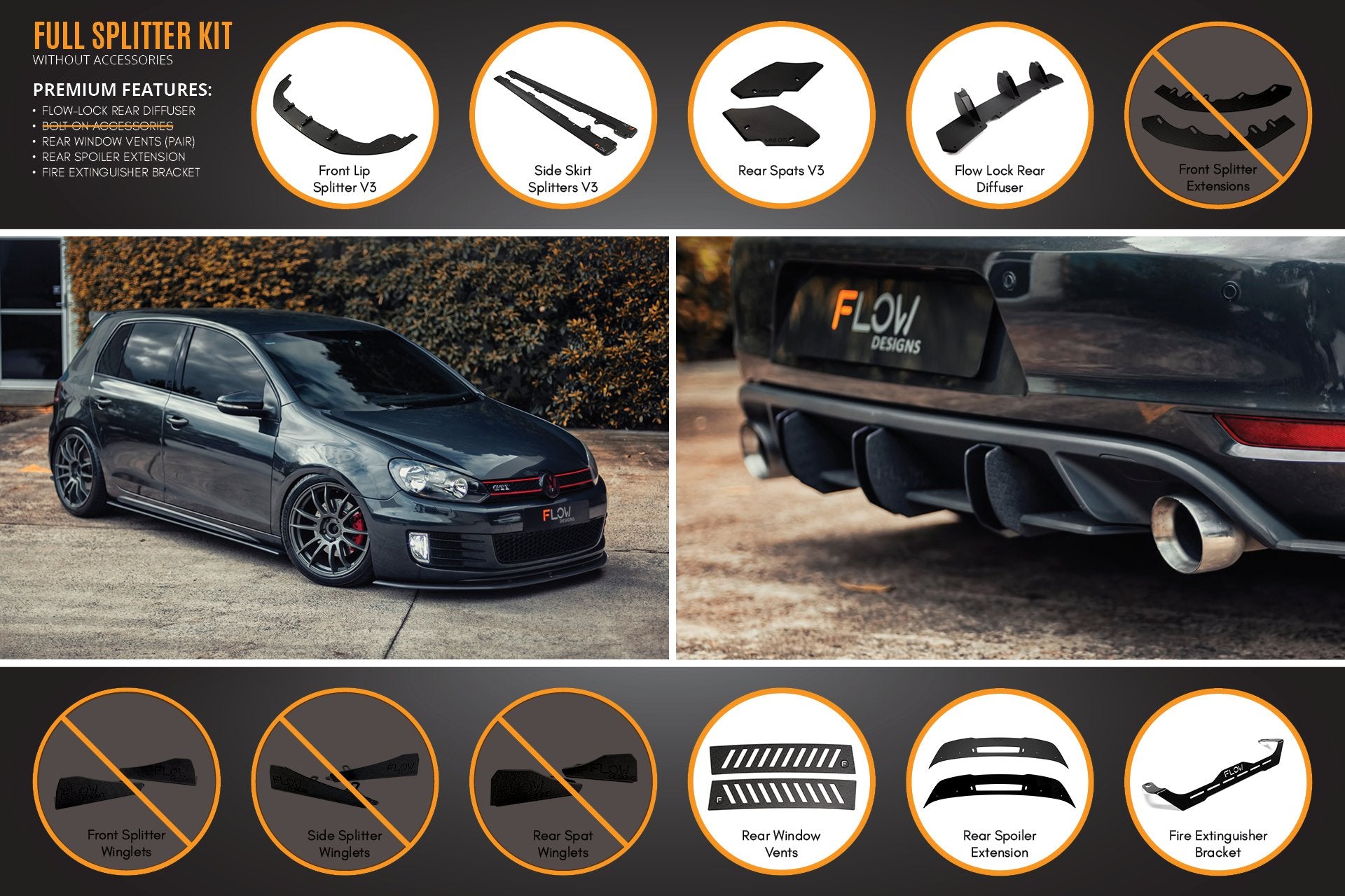 MK6 Golf GTI Full Lip Splitter Set