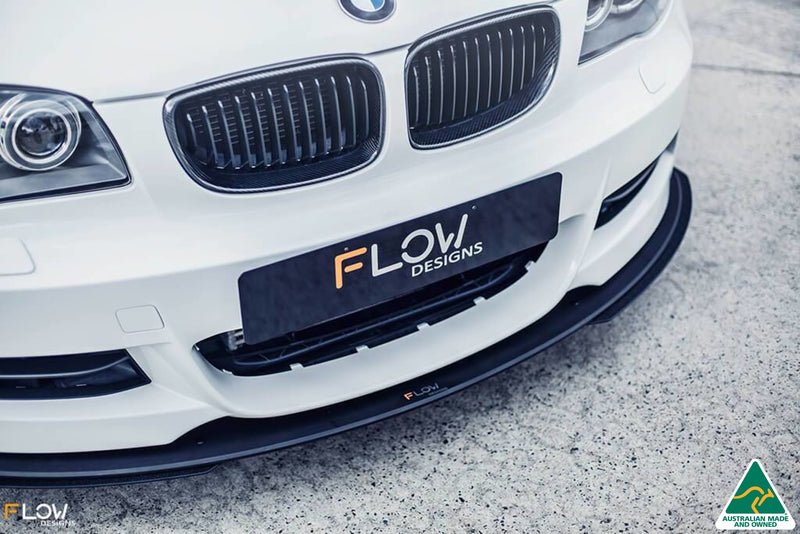 White BMW E82 Front Lip Splitter Extensions