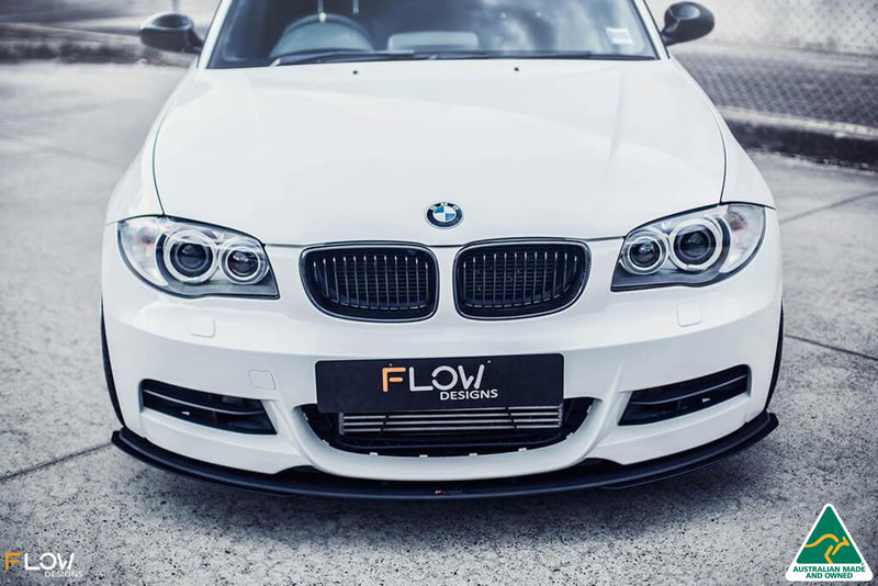 White BMW E82 Front Lip Splitter Extensions
