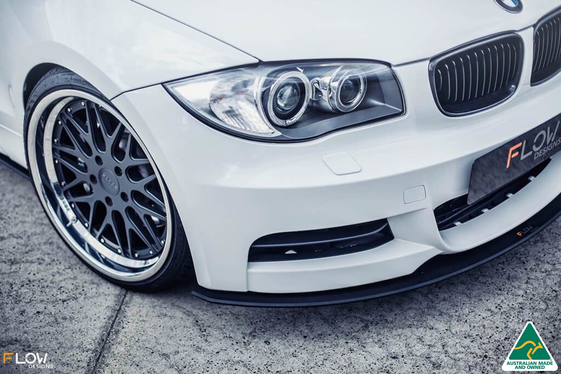 White BMW E82 Front Lip Splitter