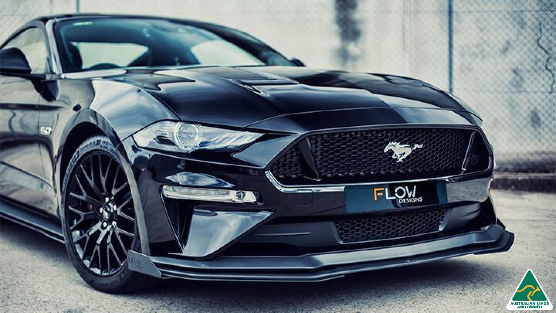 Black 2018 Mustang S550 FN Front Splitter