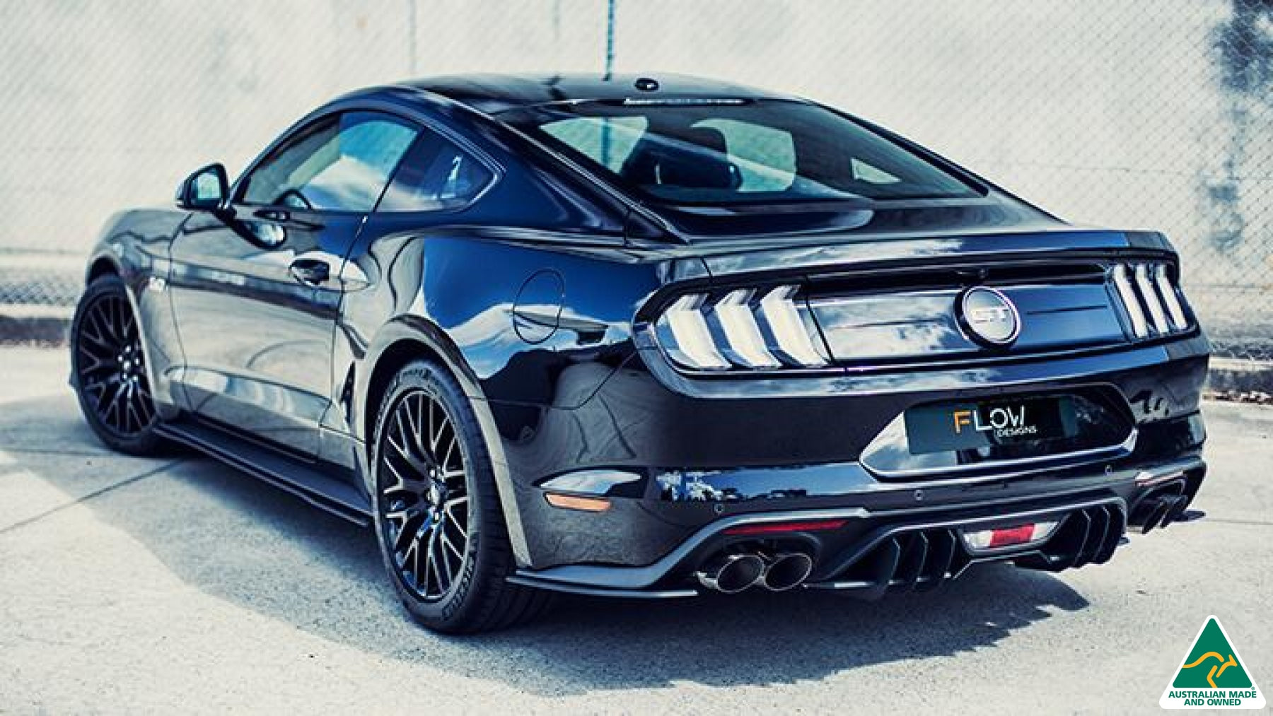 Black 2018 Mustang S550 FN Rear Spats