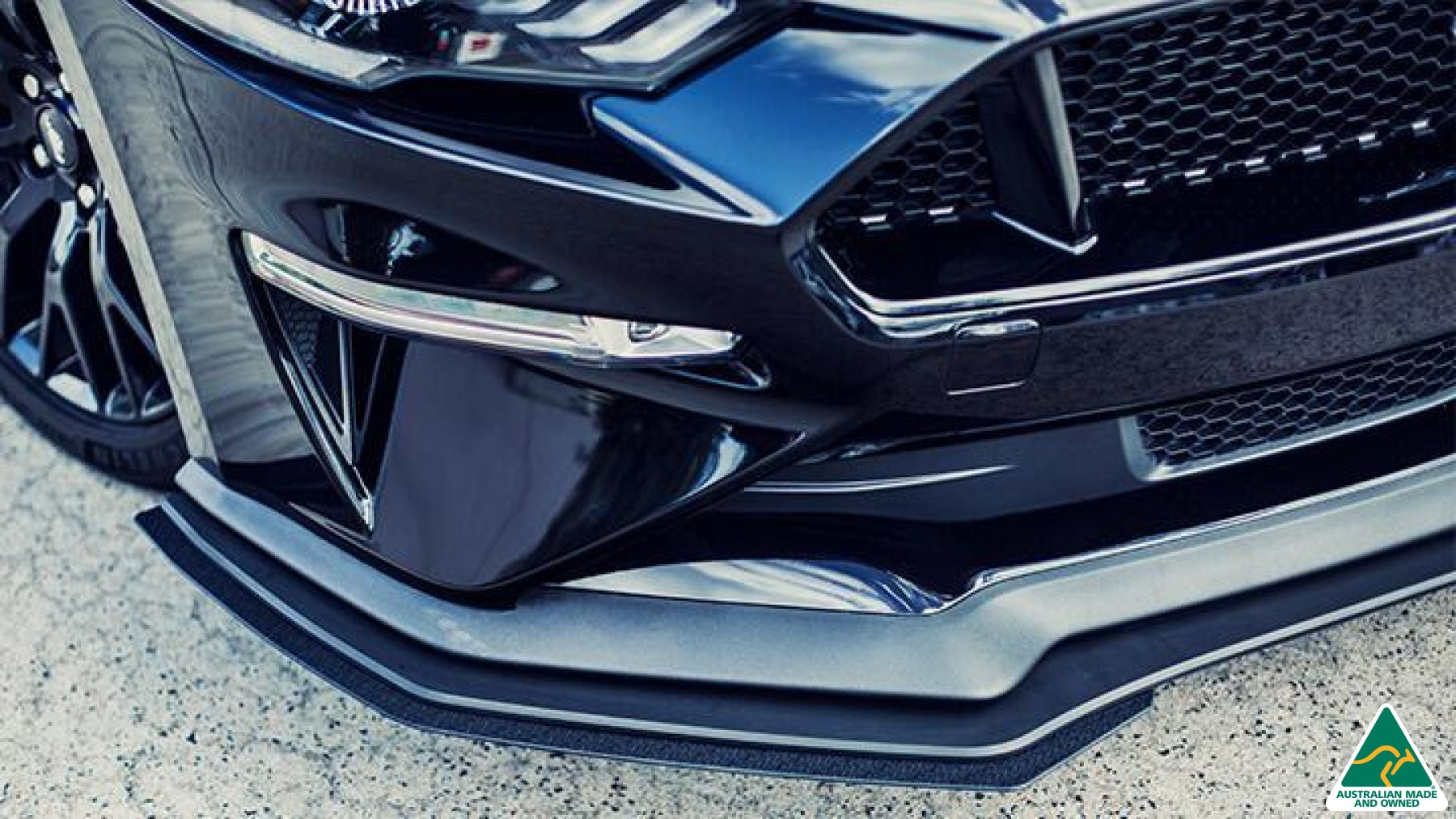 Black 2018 Mustang S550 FN Front Splitter Extension