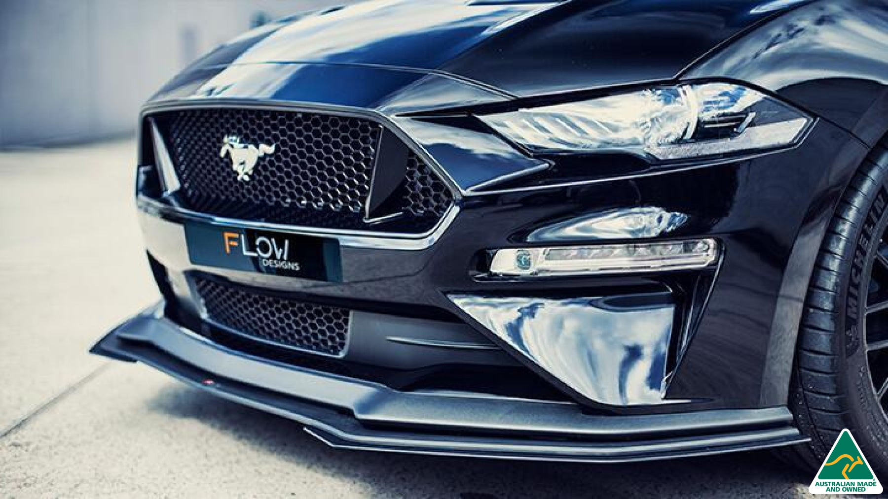 Black 2018 Mustang S550 FN Front Splitter Extension