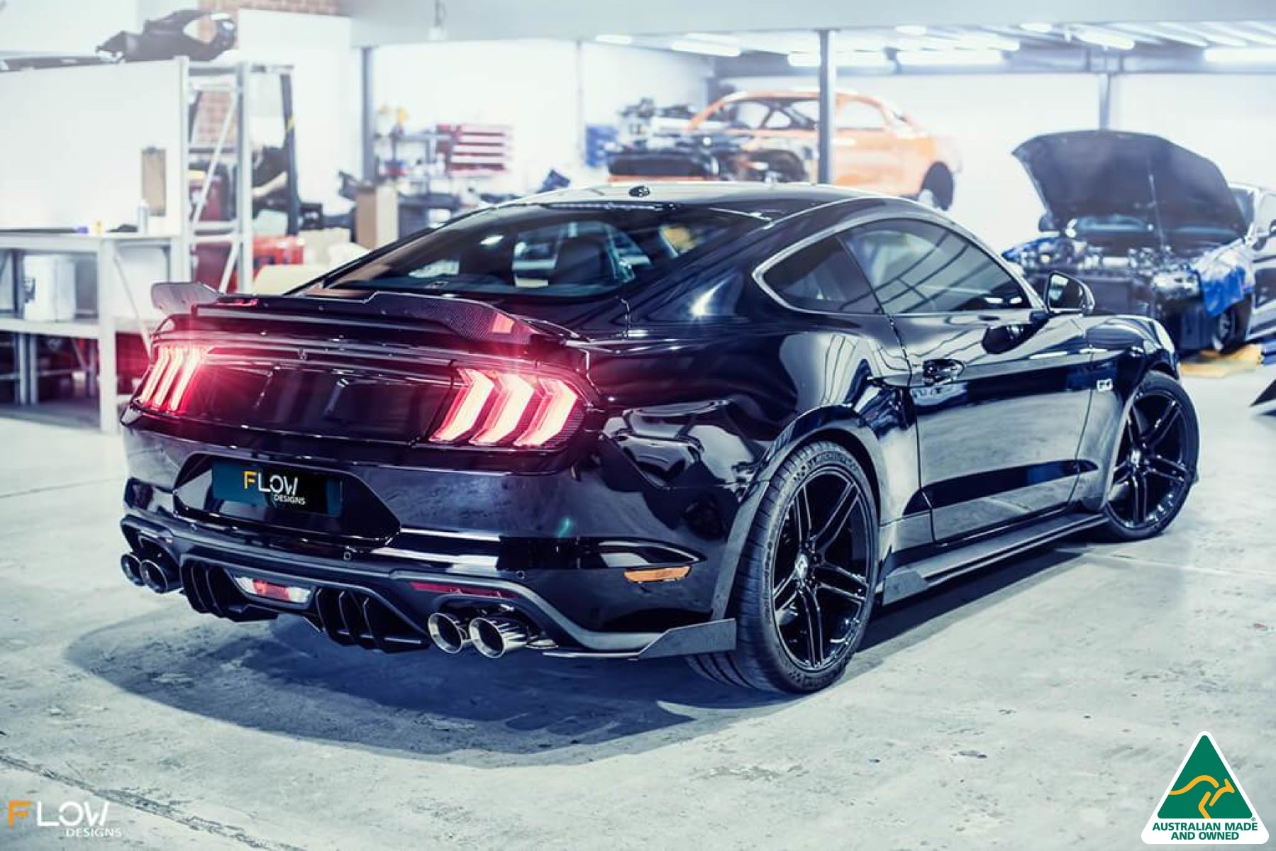 Black 2018 Mustang S550 FN Rear Spat Winglets