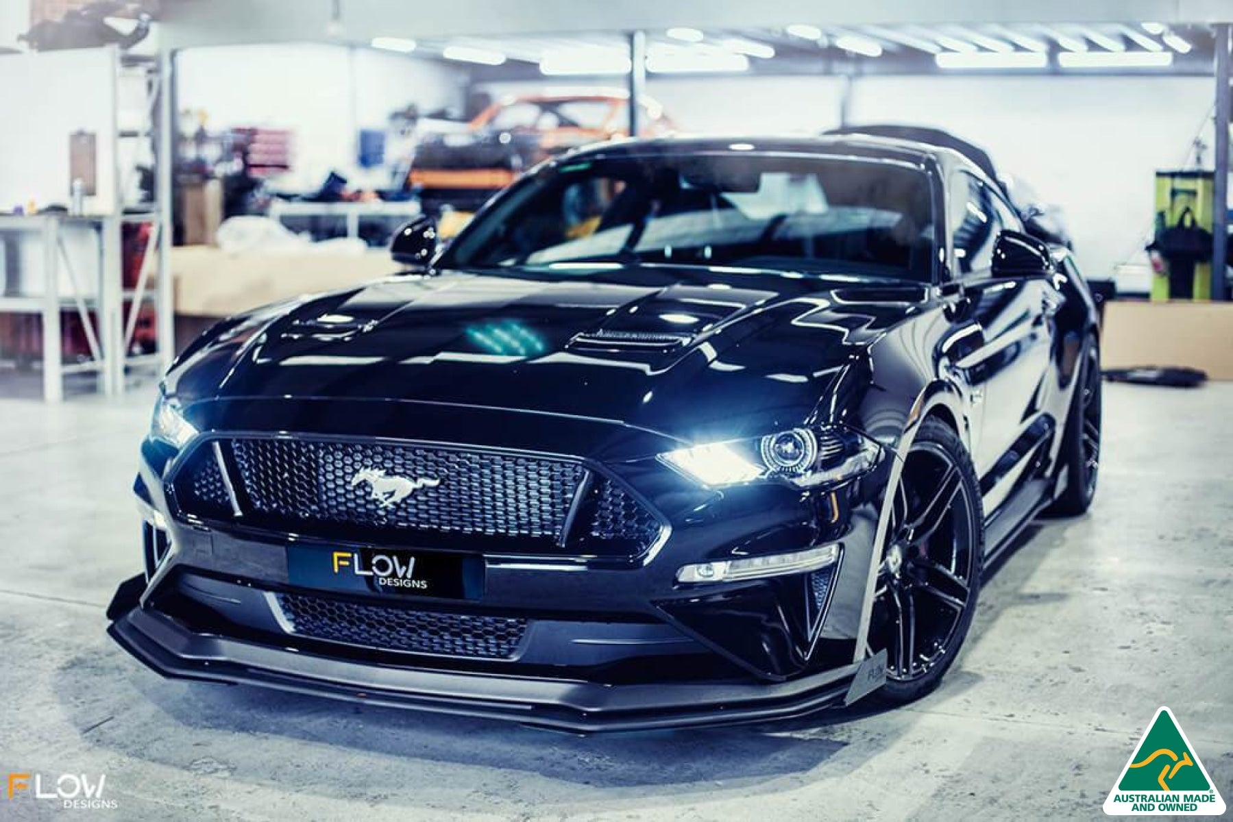 Black 2018 Mustang S550 FN Front Splitter Winglets